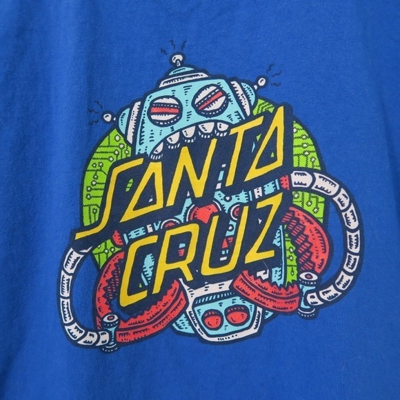 Blue Santa Cruz Graphic Tee Robotic Tech Crewneck Short Sleeve Casual‎ - Picture 6 of 6